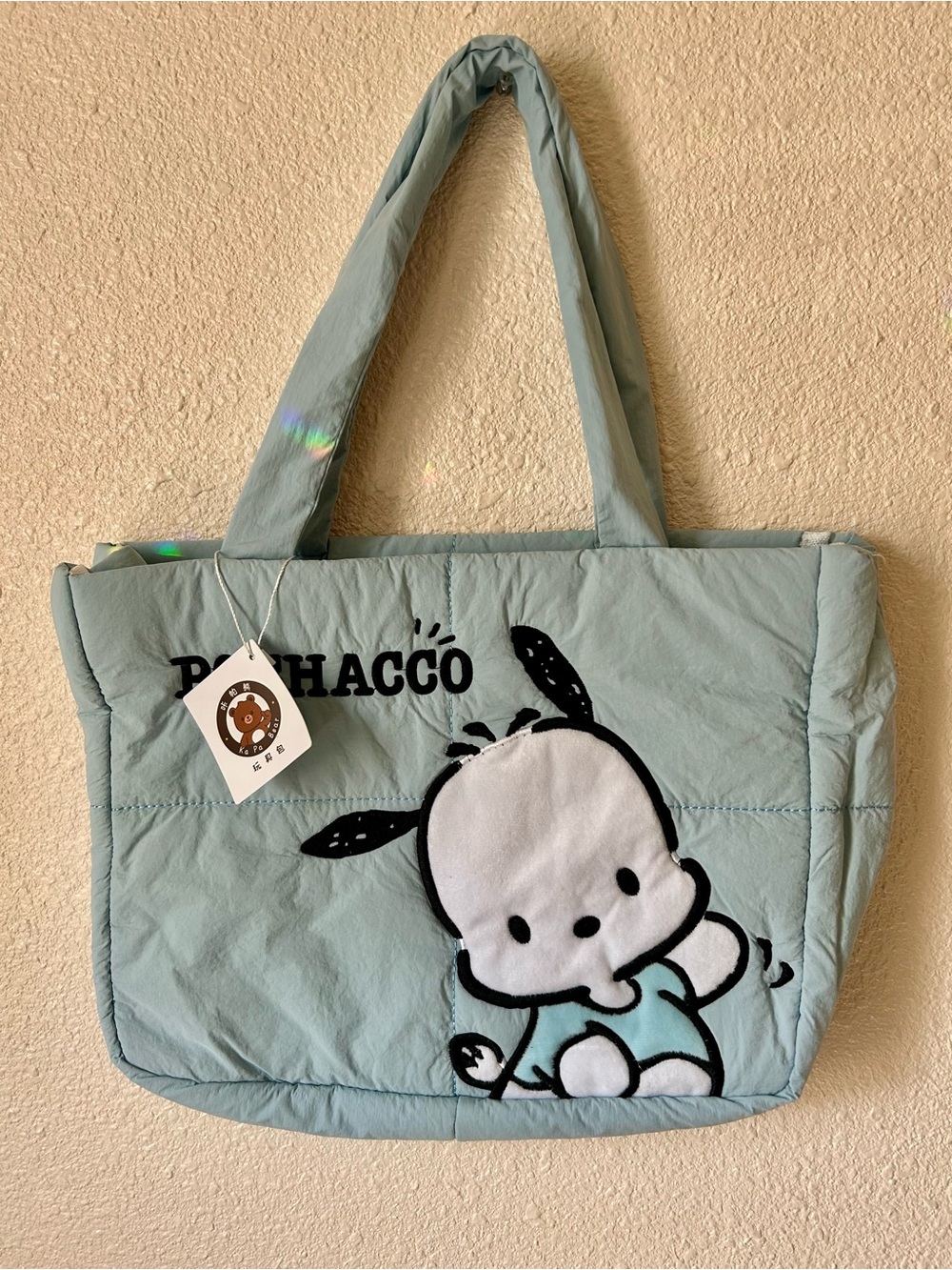 Pochacco Quilted Tote Bag - Cute Character Shoulder Bag